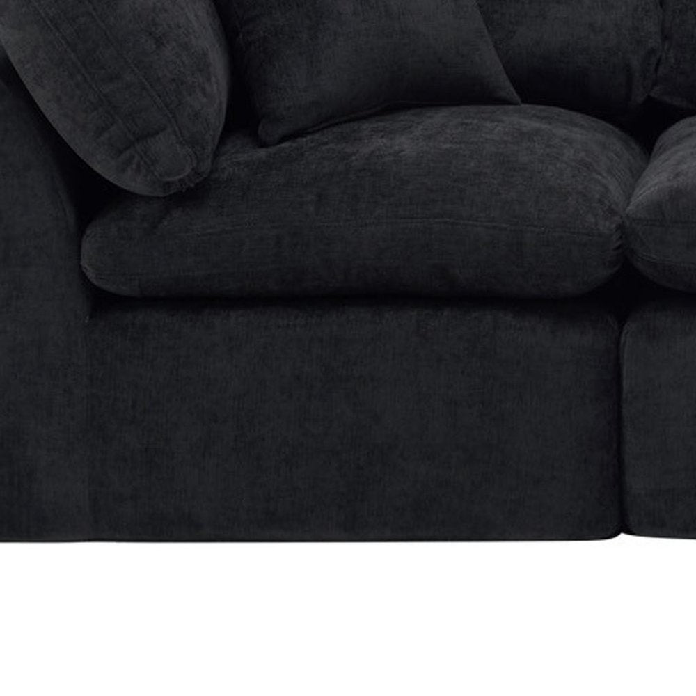 108" Beige Chenille Modular Sofa With Ottoman And Toss Pillows