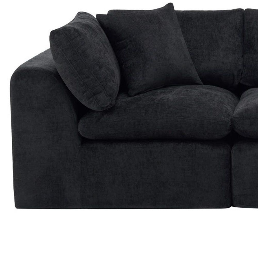 108" Beige Chenille Modular Sofa With Ottoman And Toss Pillows