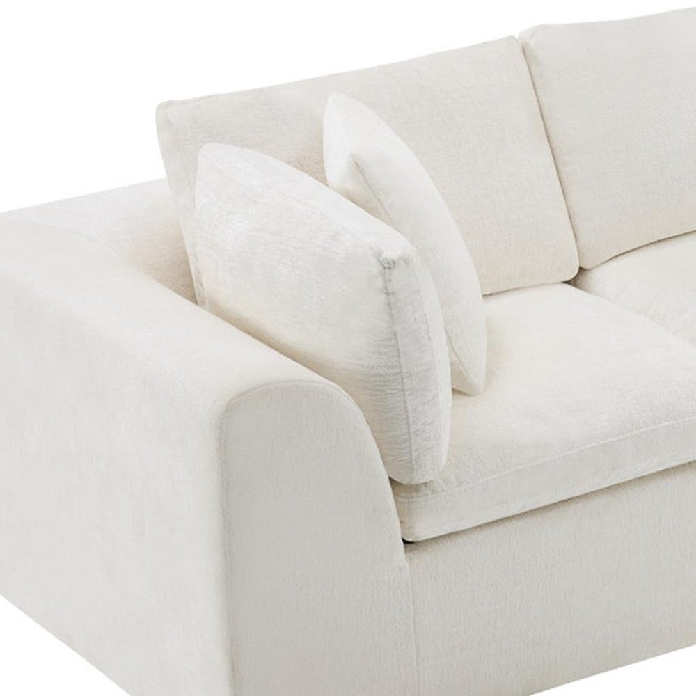 108" Beige Chenille Modular Sofa With Ottoman And Toss Pillows