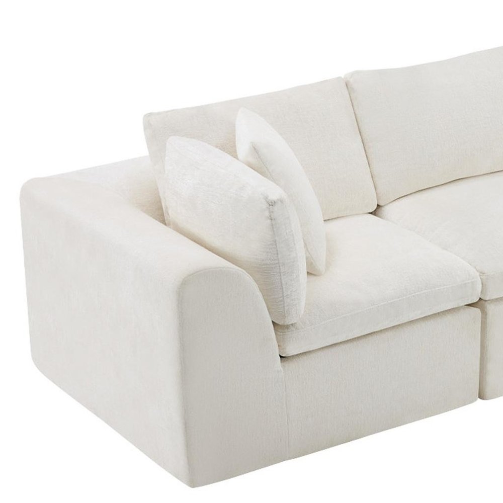 108" Dark Gray Corduroy Modular Sofa With Ottoman And Toss Pillows