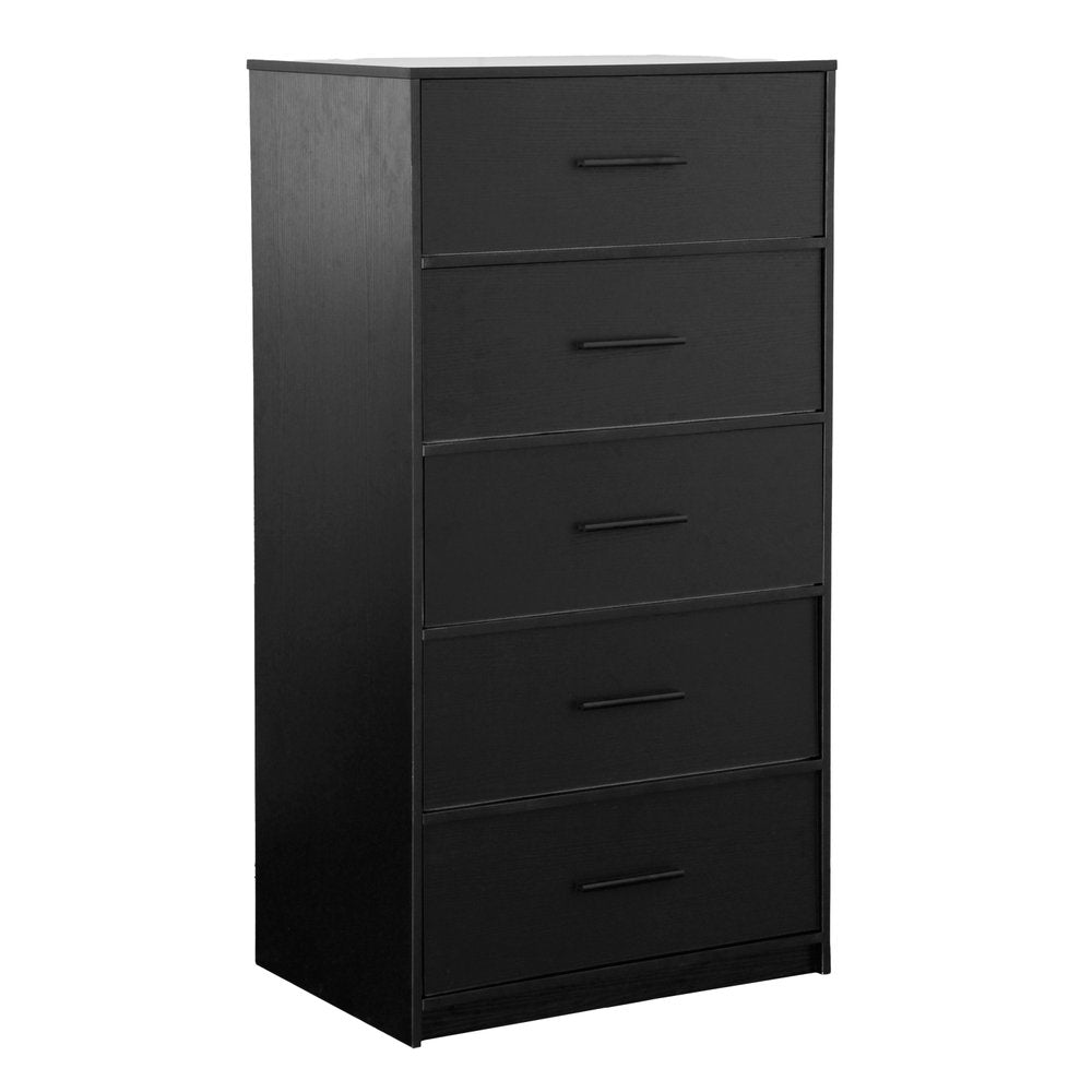 23" Black Fabric Wood and Steel Five Drawer Lingerie Chest Dresser
