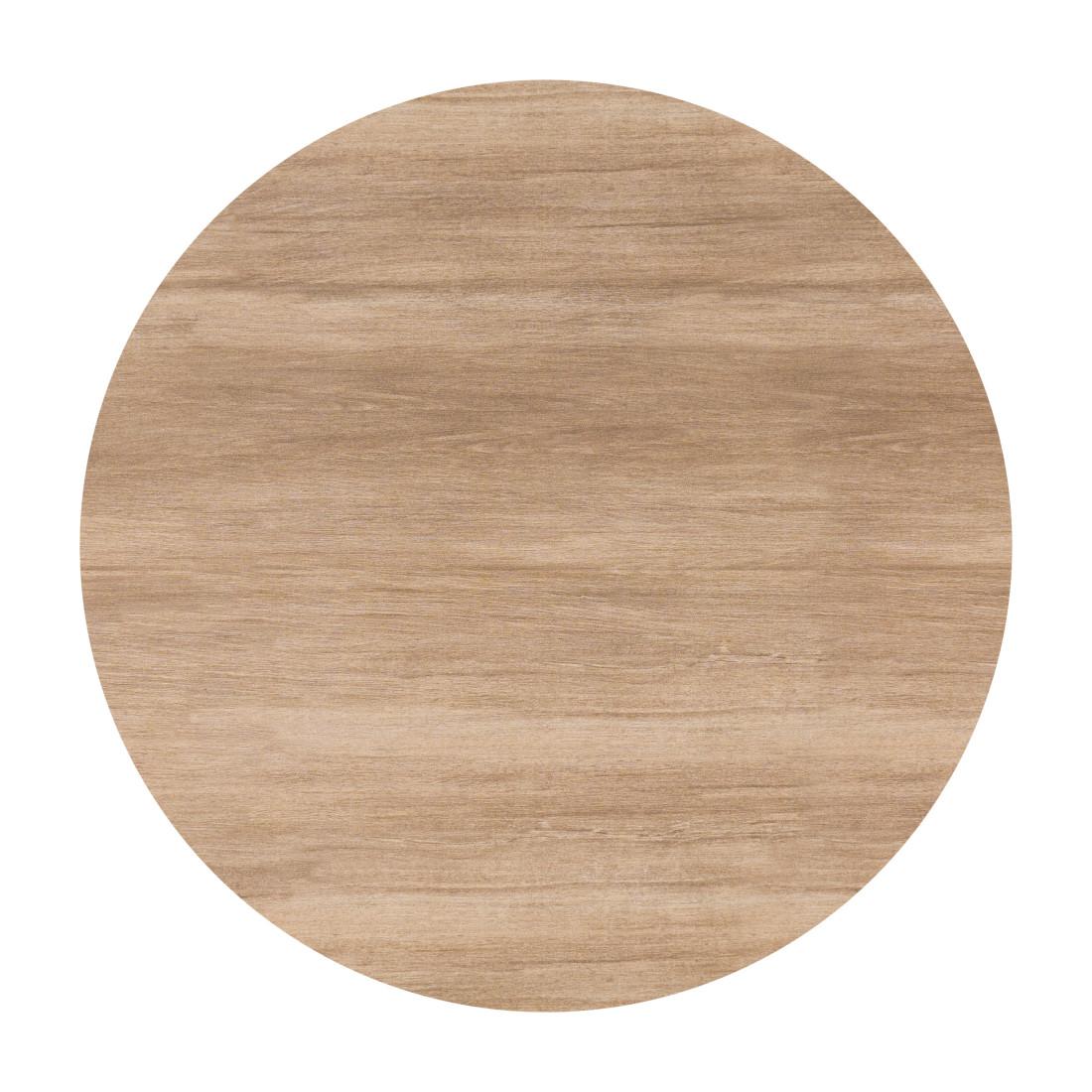 36" Natural and White Glass Wood and Aluminum Round Outdoor Dining Table