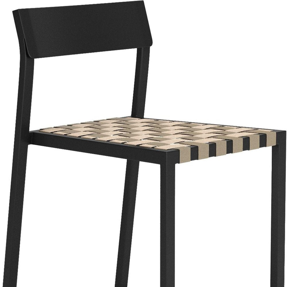 Set of Two Black Aluminum Open Back Dining Side Chairs