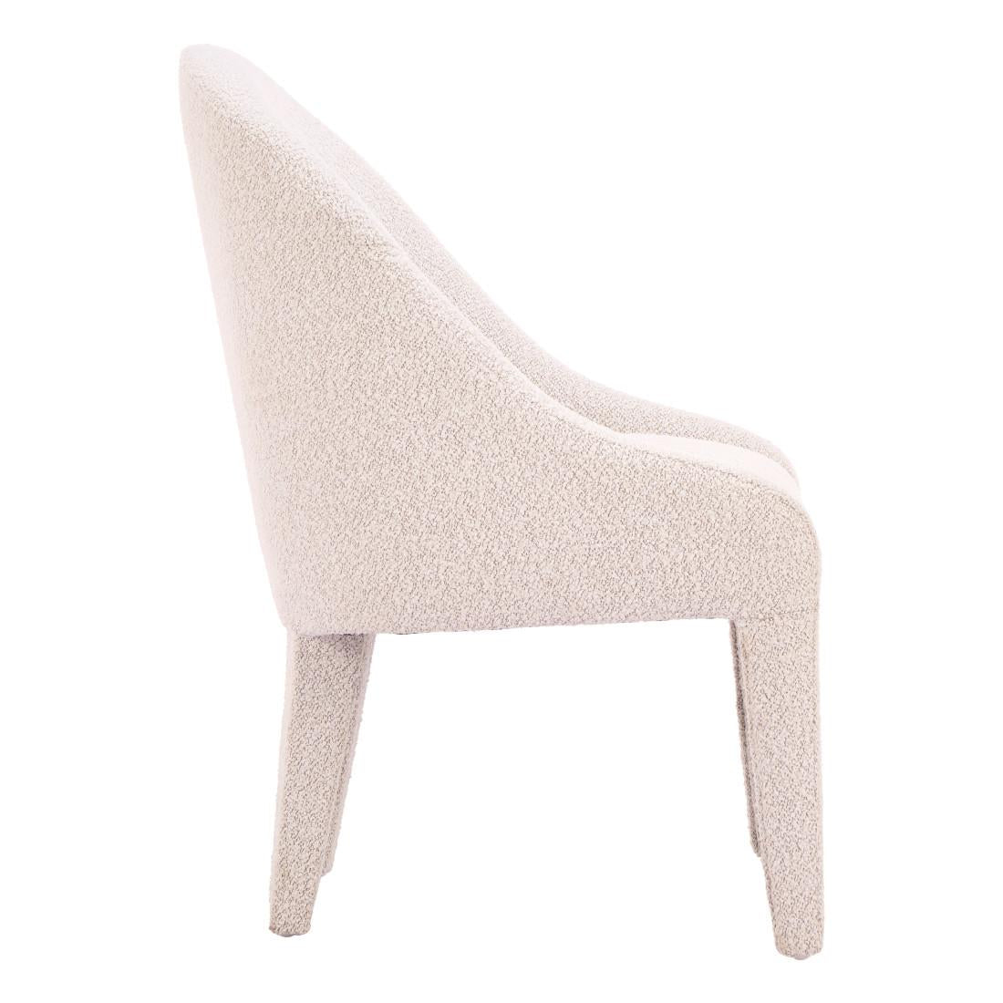 Ivory And White Faux Shearling And Wood Dining Side Chair