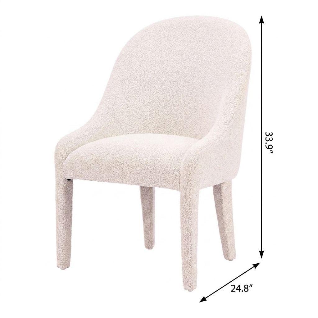 Ivory And White Faux Shearling And Wood Dining Side Chair