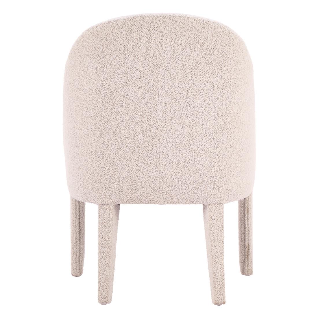 Ivory And White Faux Shearling And Wood Dining Side Chair