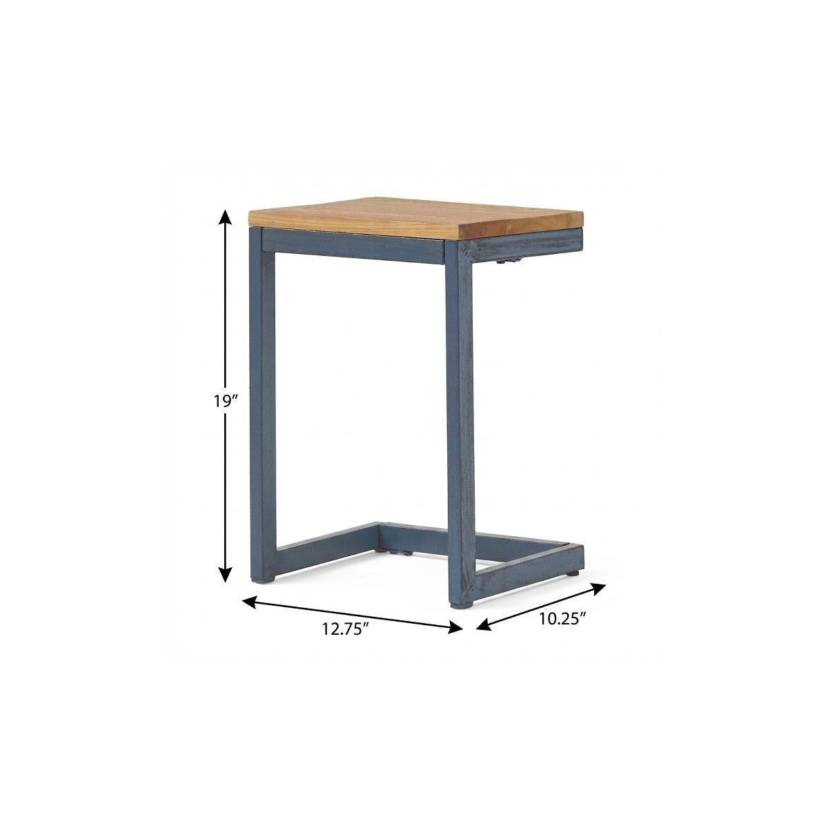19" Brown and Black Distressed Wood and Iron End Table