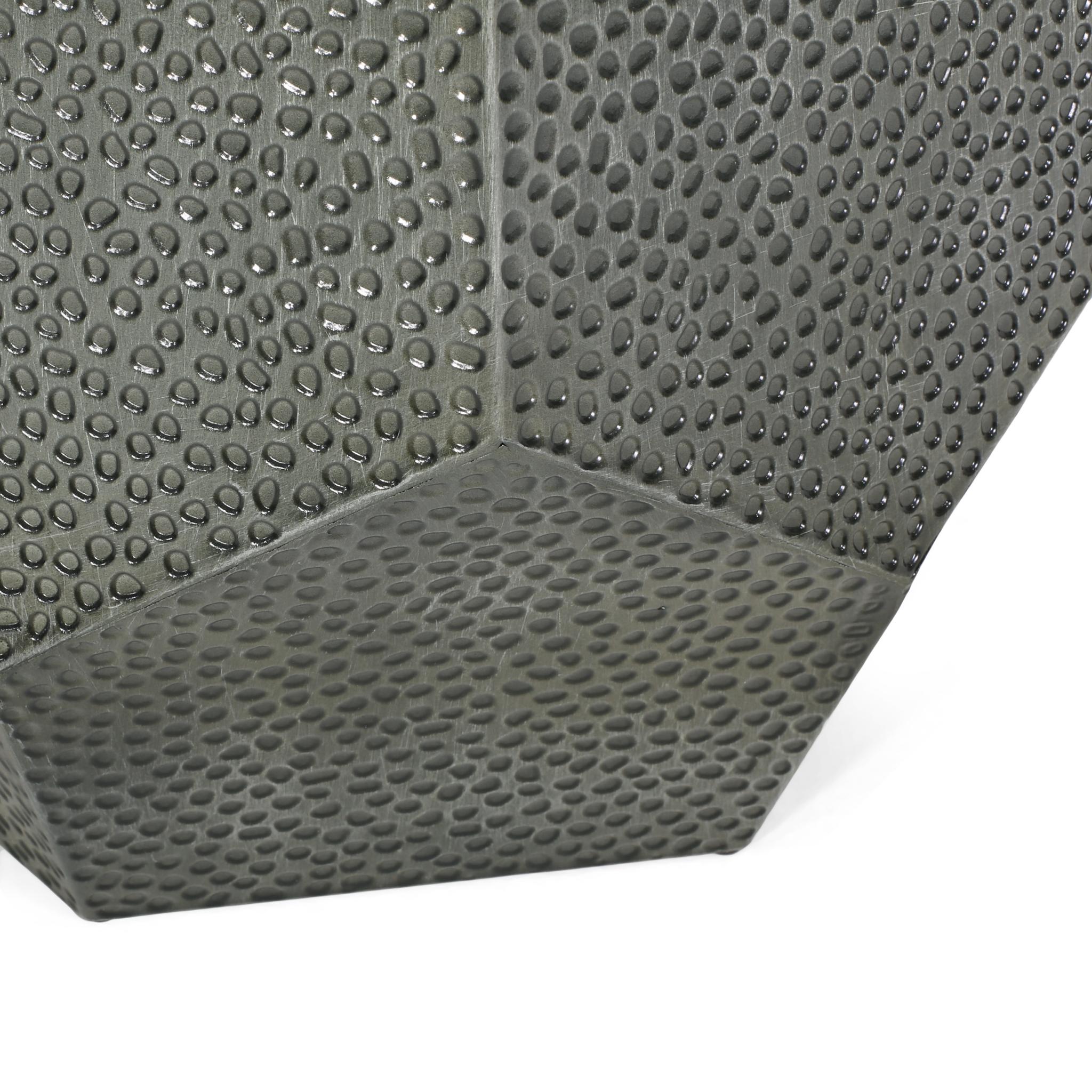 23" Silver Hammered Iron Hexagonal Pedestal End Table