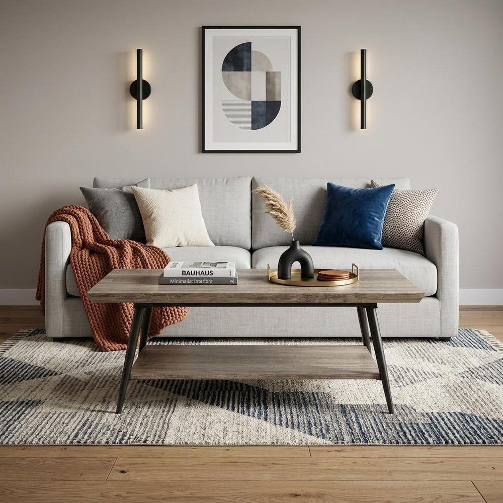 43" Gray and Black Wood Coffee Table