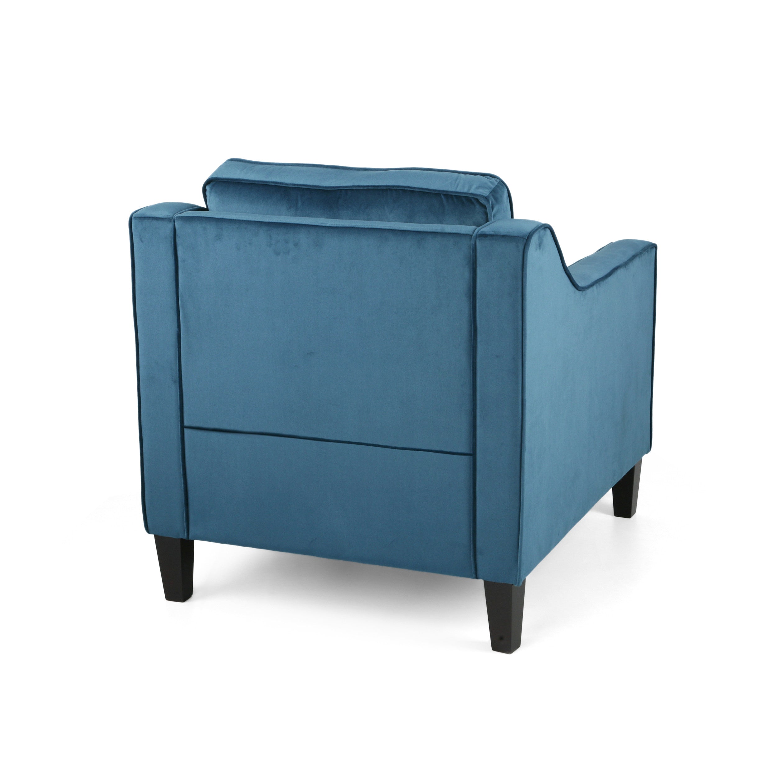 31" Blue And Black Velvet And Wood Club Chair