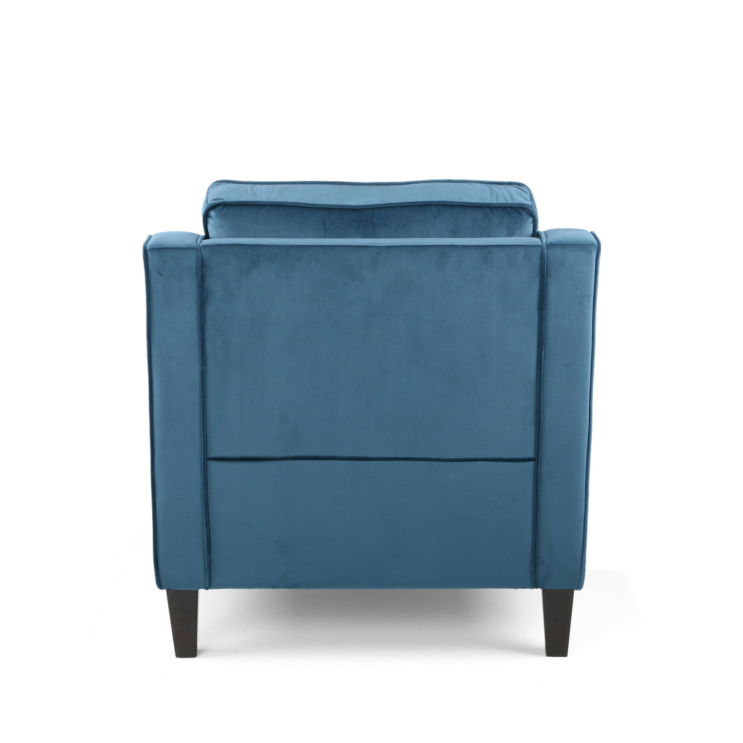 31" Blue And Black Velvet And Wood Club Chair
