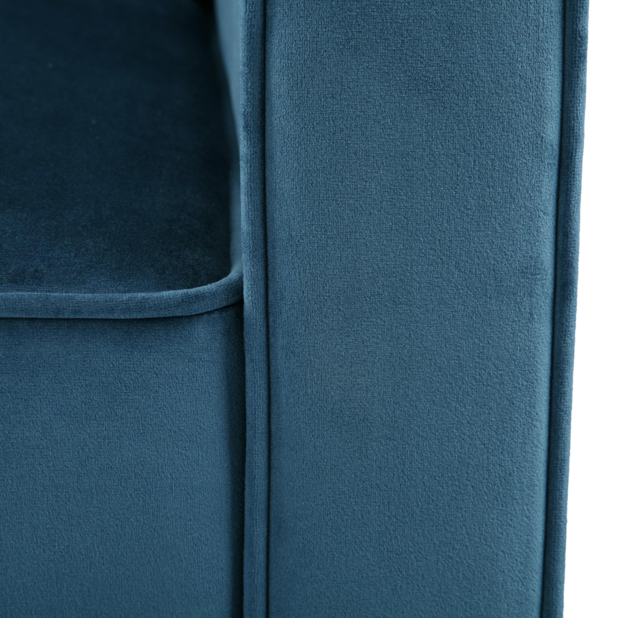 31" Blue And Black Velvet And Wood Club Chair