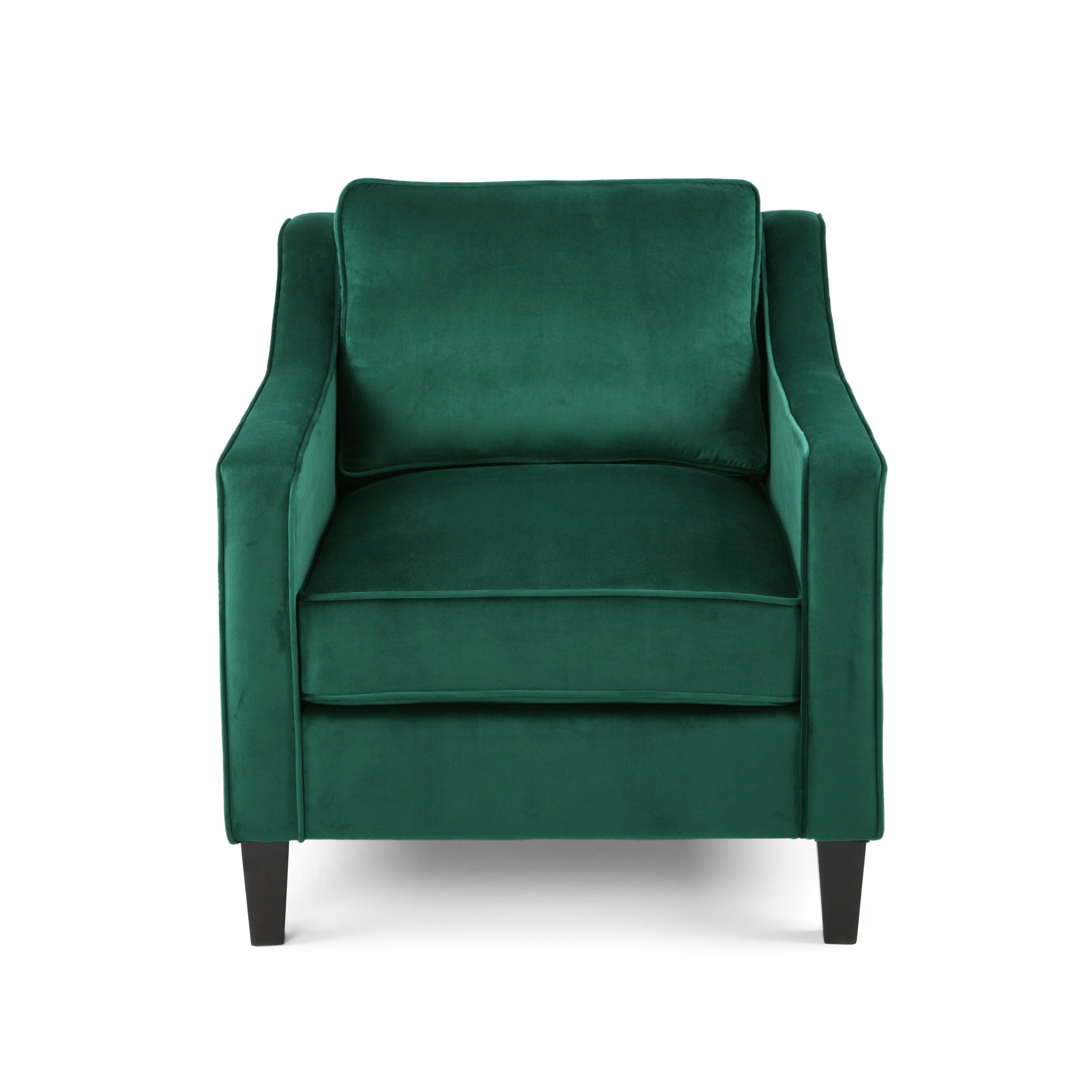 31" Green And Black Velvet And Wood Club Chair