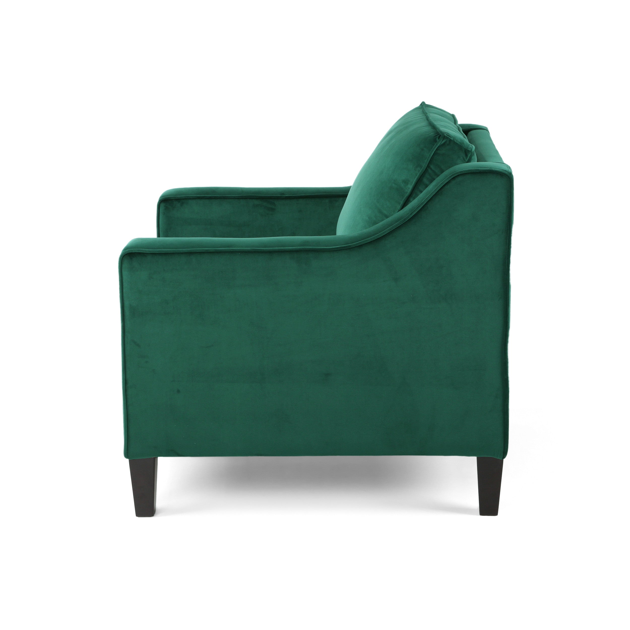 31" Green And Black Velvet And Wood Club Chair