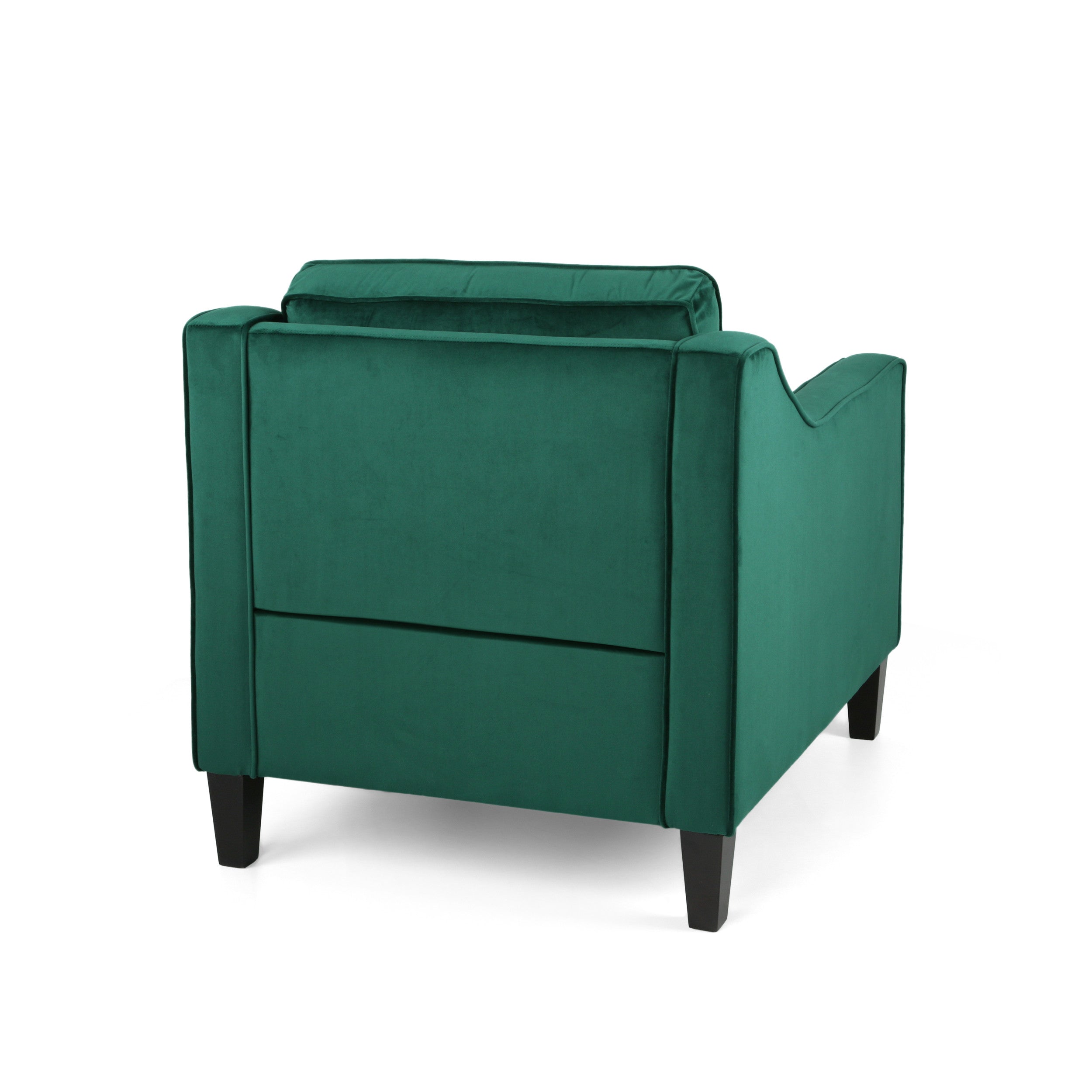 31" Green And Black Velvet And Wood Club Chair