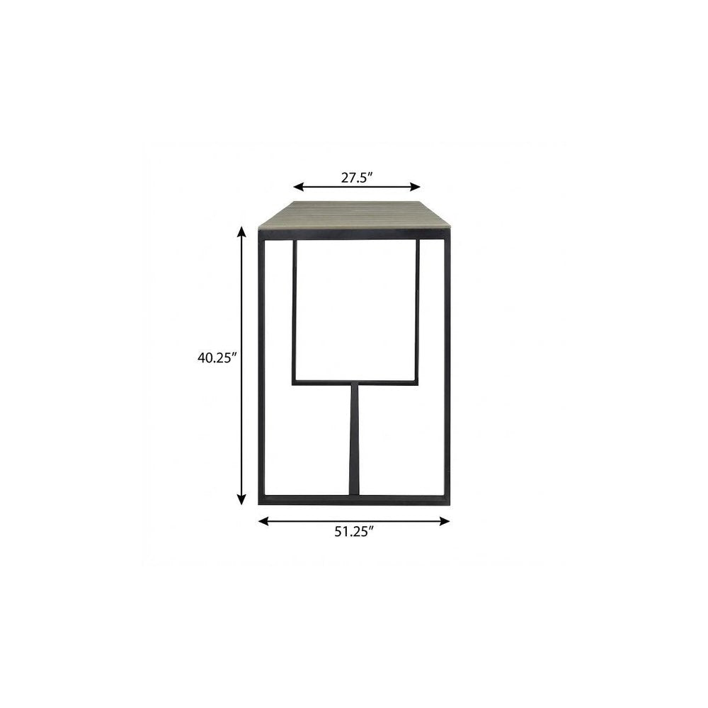 51" Gray Wood and Iron Outdoor Bar Table