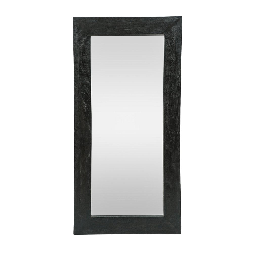64" Black Solid Wood Leaning Framed Full Length Mirror