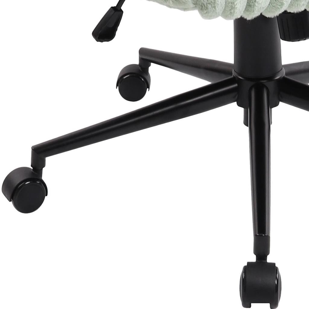 Green and Black Adjustable Height Faux Fur Swivel Rolling Gaming Chair