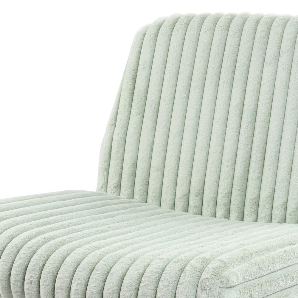 Green and Black Adjustable Height Faux Fur Swivel Rolling Gaming Chair