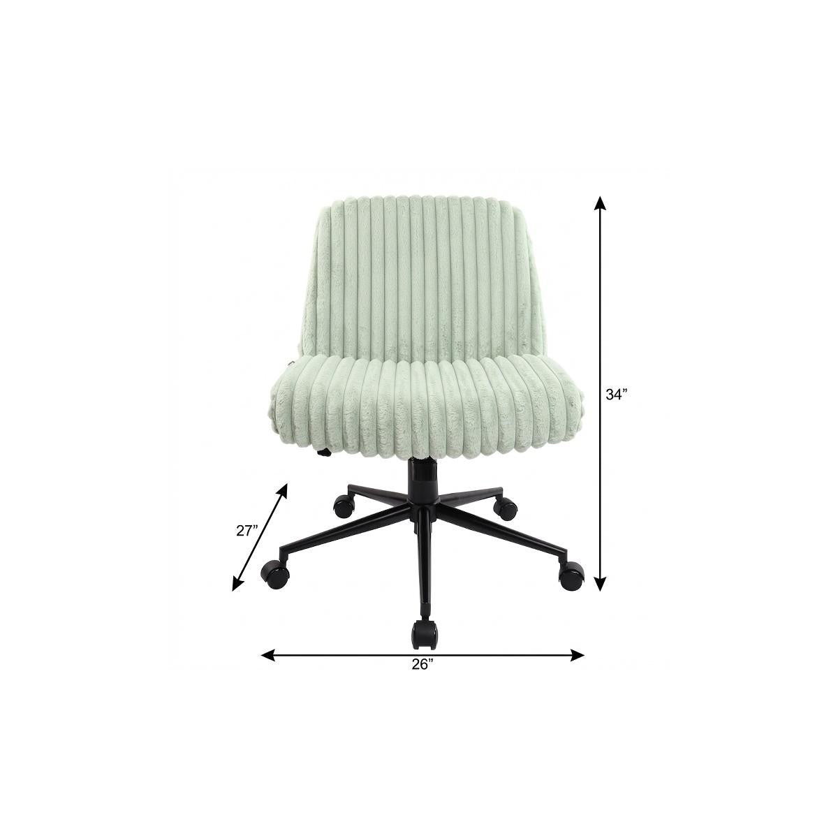 Green and Black Adjustable Height Faux Fur Swivel Rolling Gaming Chair