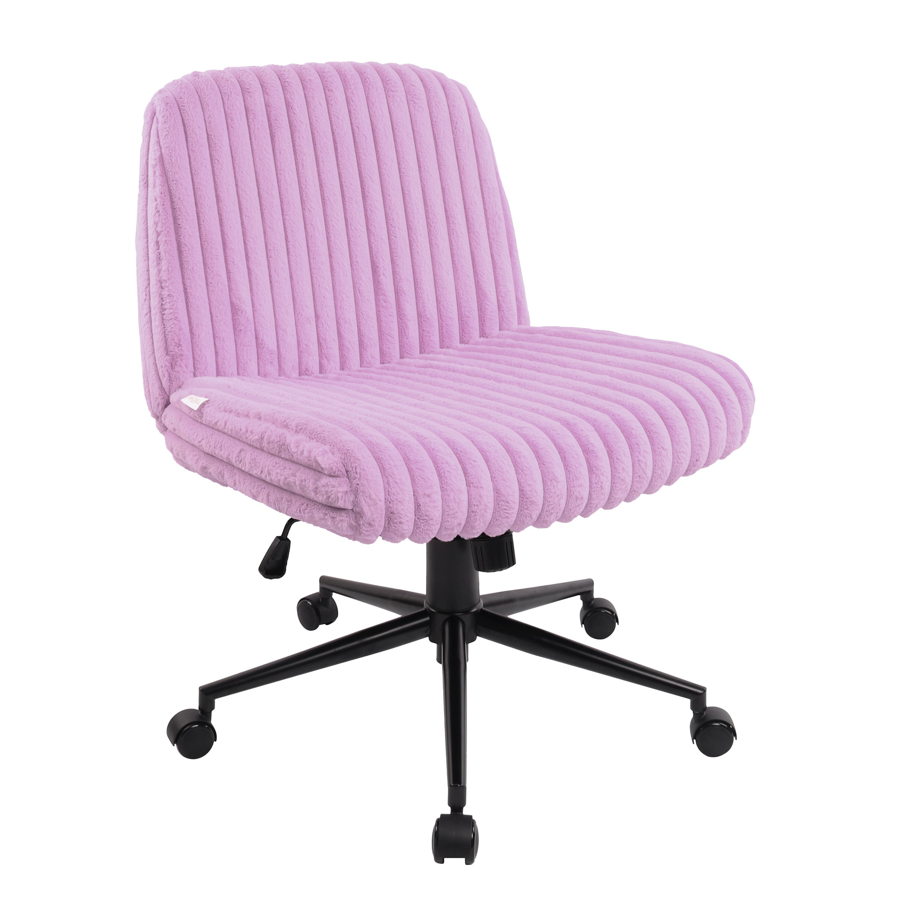 Purple and Black Adjustable Height Faux Fur Swivel Rolling Gaming Chair