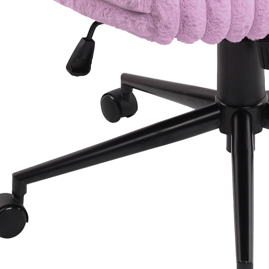 Purple and Black Adjustable Height Faux Fur Swivel Rolling Gaming Chair