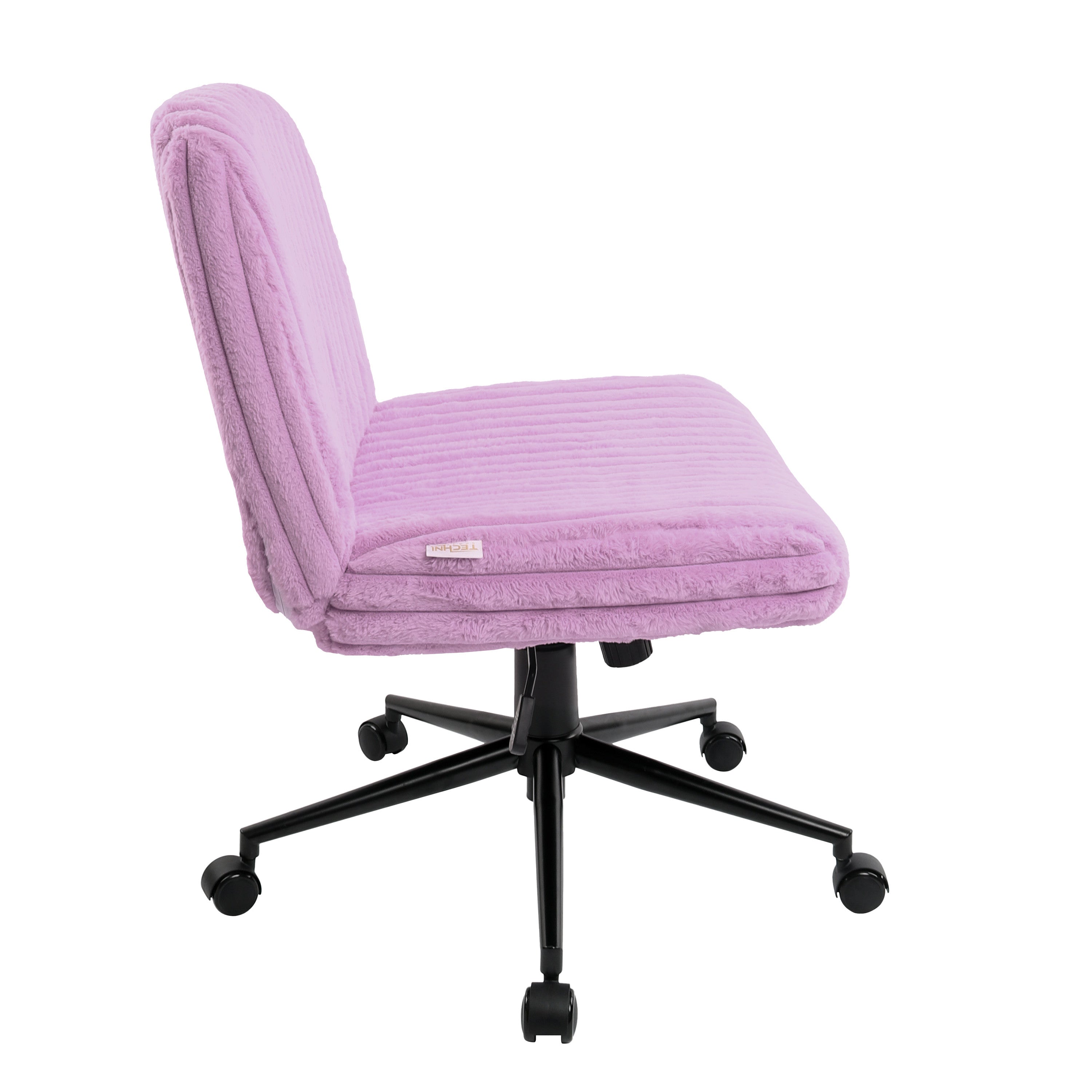 Purple and Black Adjustable Height Faux Fur Swivel Rolling Gaming Chair