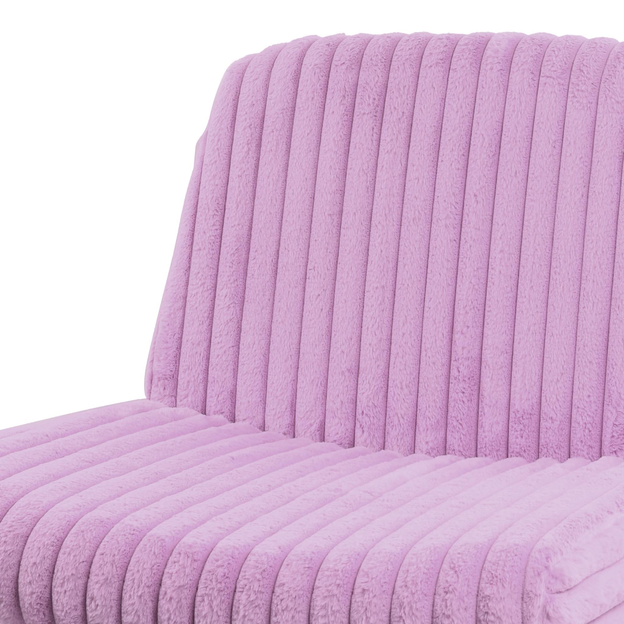 Purple and Black Adjustable Height Faux Fur Swivel Rolling Gaming Chair
