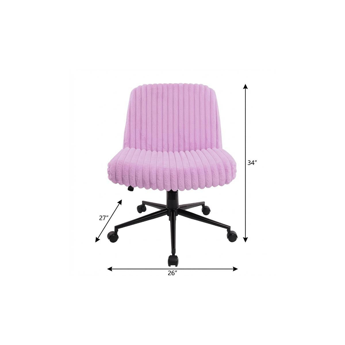 Purple and Black Adjustable Height Faux Fur Swivel Rolling Gaming Chair