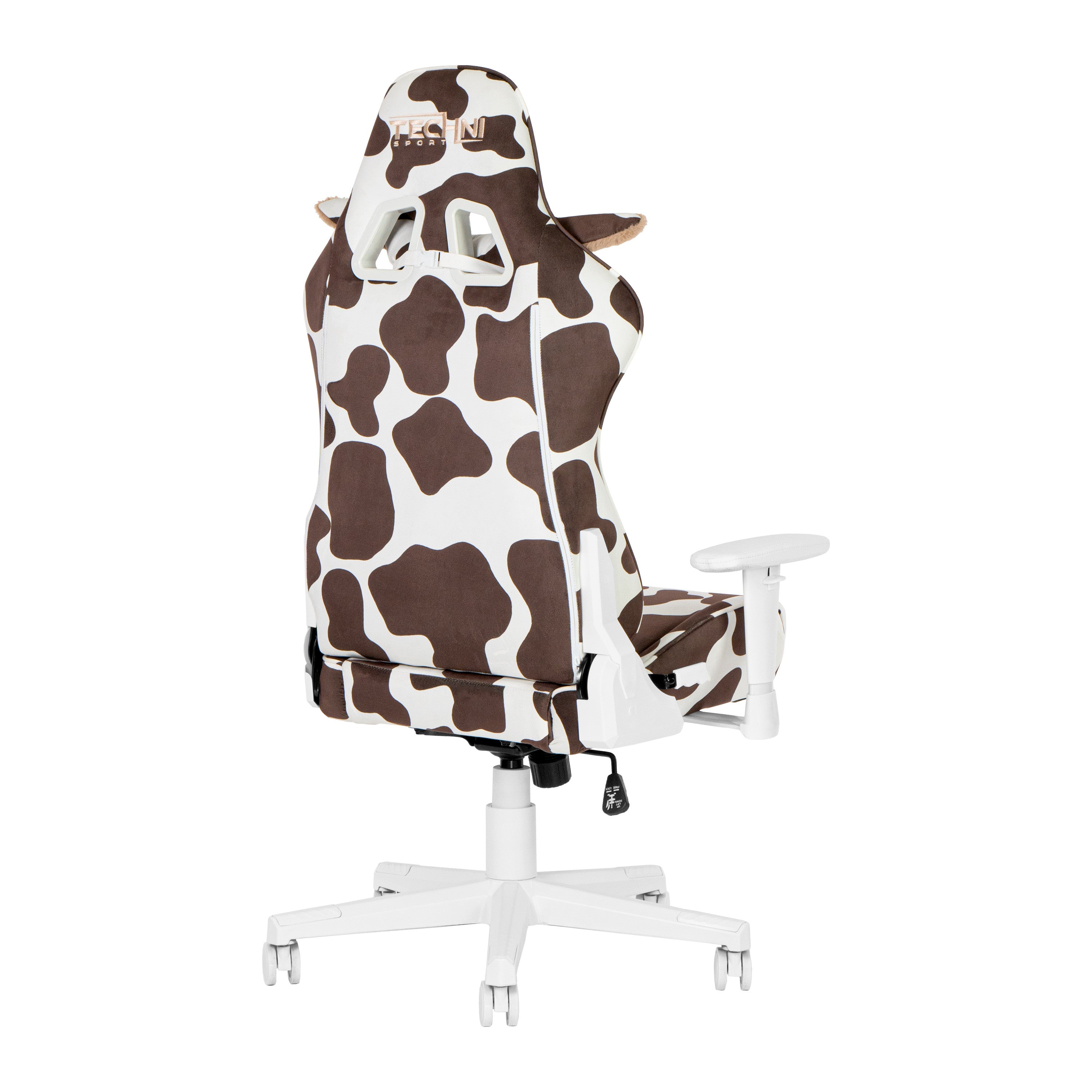 Brown and White Cow Print Adjustable Height Rolling Gaming Chair