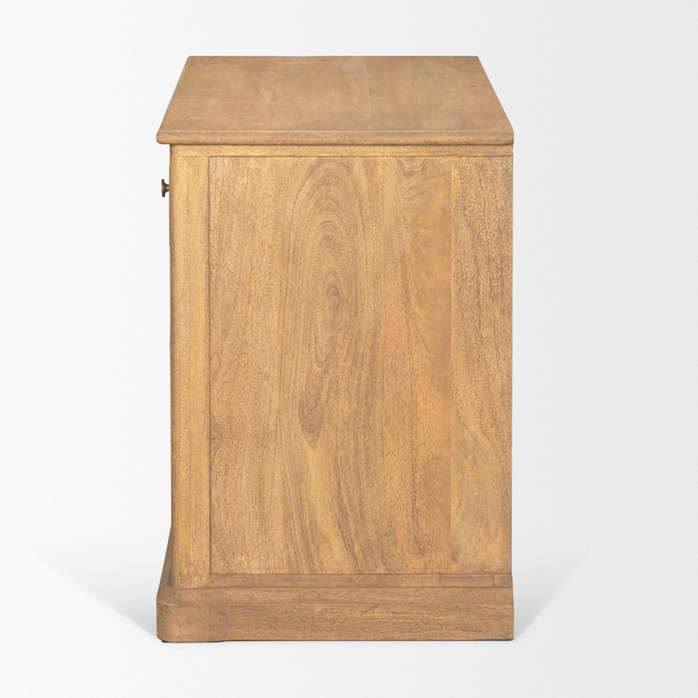 19" Brown Solid Wood Accent Cabinet With Two Doors And One Drawer