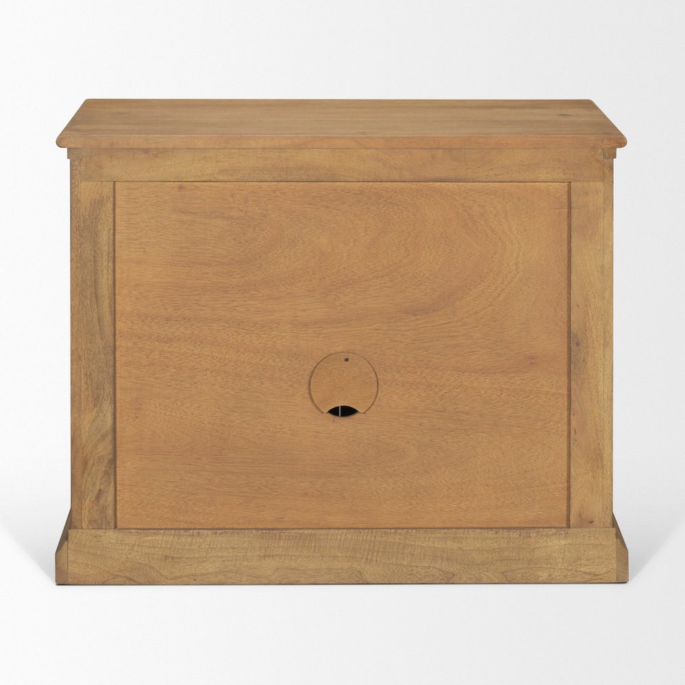 19" Brown Solid Wood Accent Cabinet With Two Doors And One Drawer