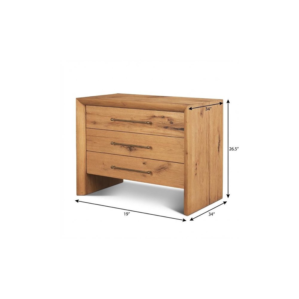 19" Brown Solid Wood Accent Cabinet With Three Drawers