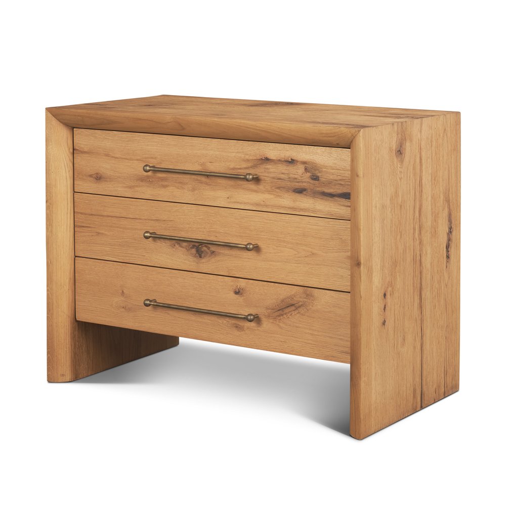 19" Brown Solid Wood Accent Cabinet With Three Drawers