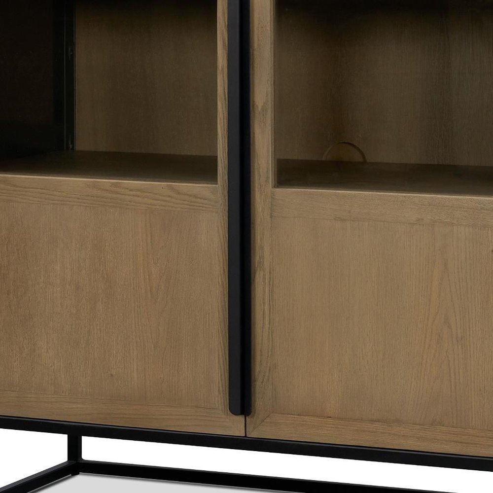 18" Black Iron and Metal Accent Cabinet With Two Doors