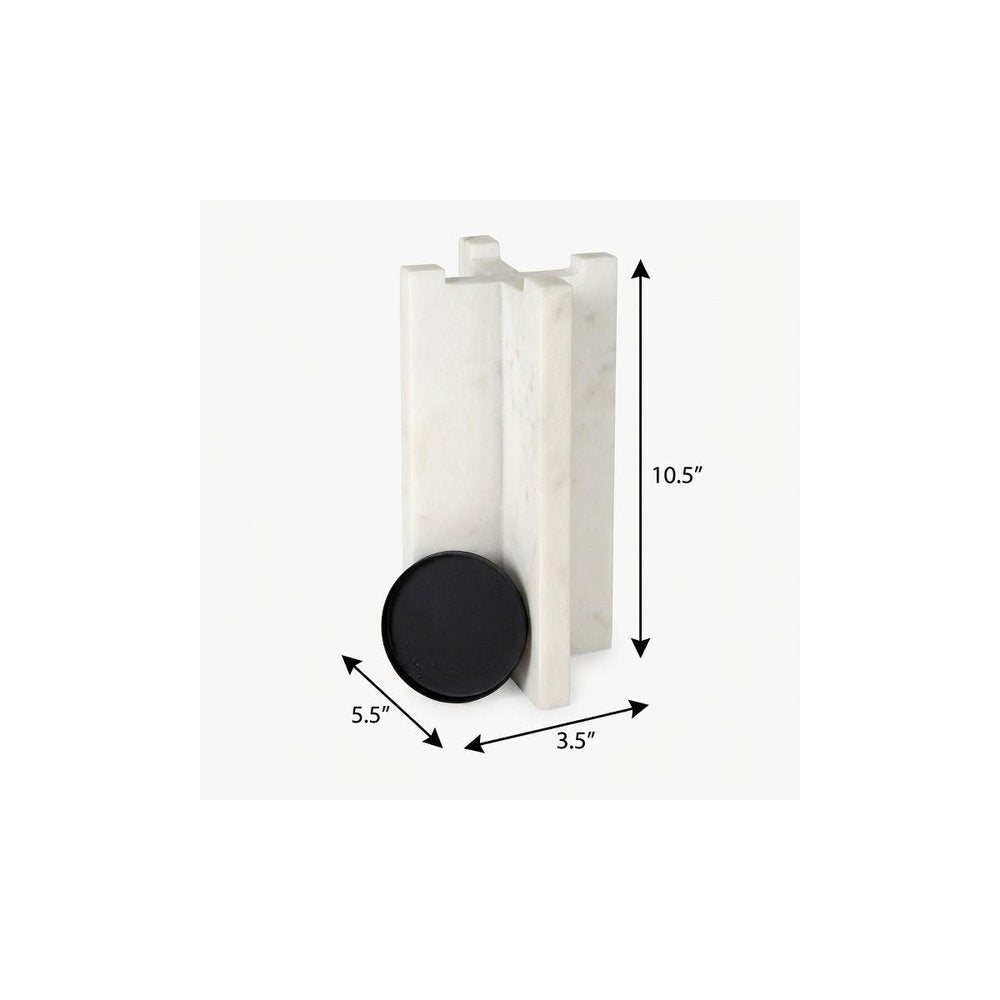 11" White Marble Tabletop Candle Holder