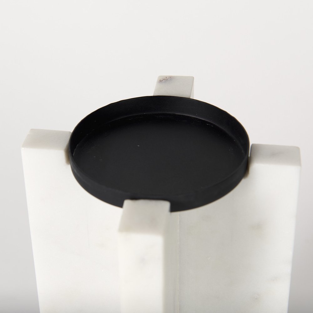 11" White Marble Tabletop Candle Holder