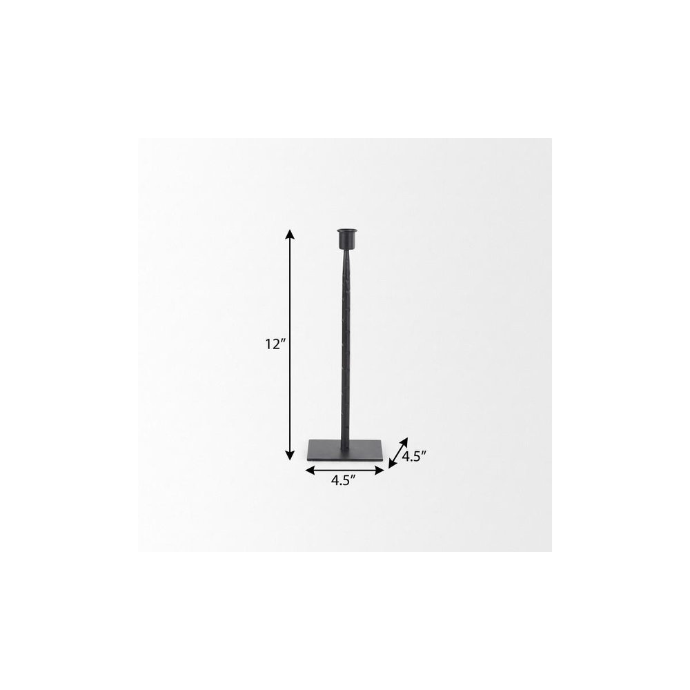 12" Black Metal Floor Taper Candlestick