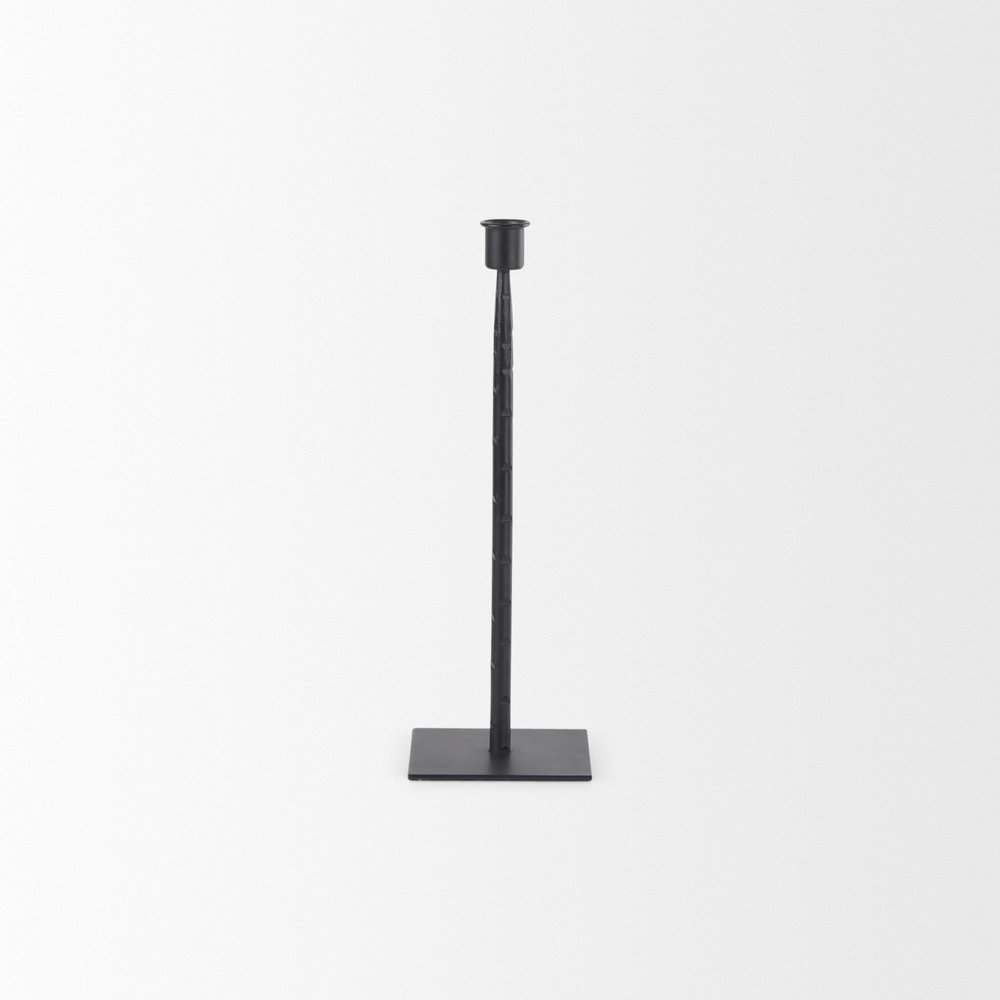 12" Black Metal Floor Taper Candlestick