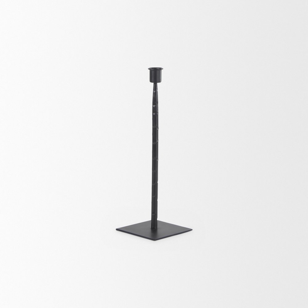 12" Black Metal Floor Taper Candlestick