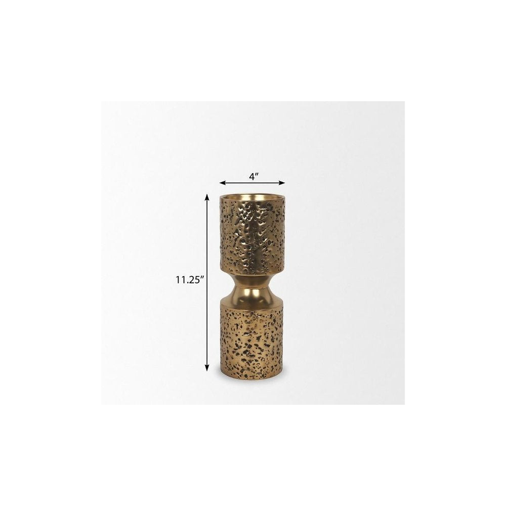 11" Antiqued Gold Metal Tabletop Votive Candle Holder