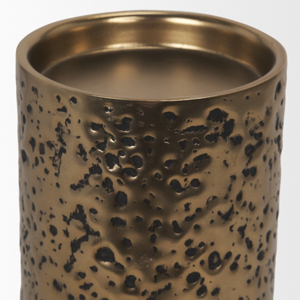 11" Antiqued Gold Metal Tabletop Votive Candle Holder
