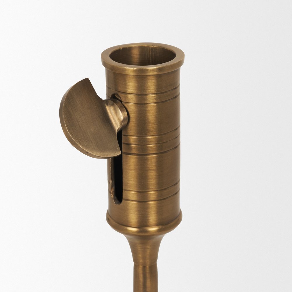 14" Antiqued Brass Metal Tabletop Taper Candlestick