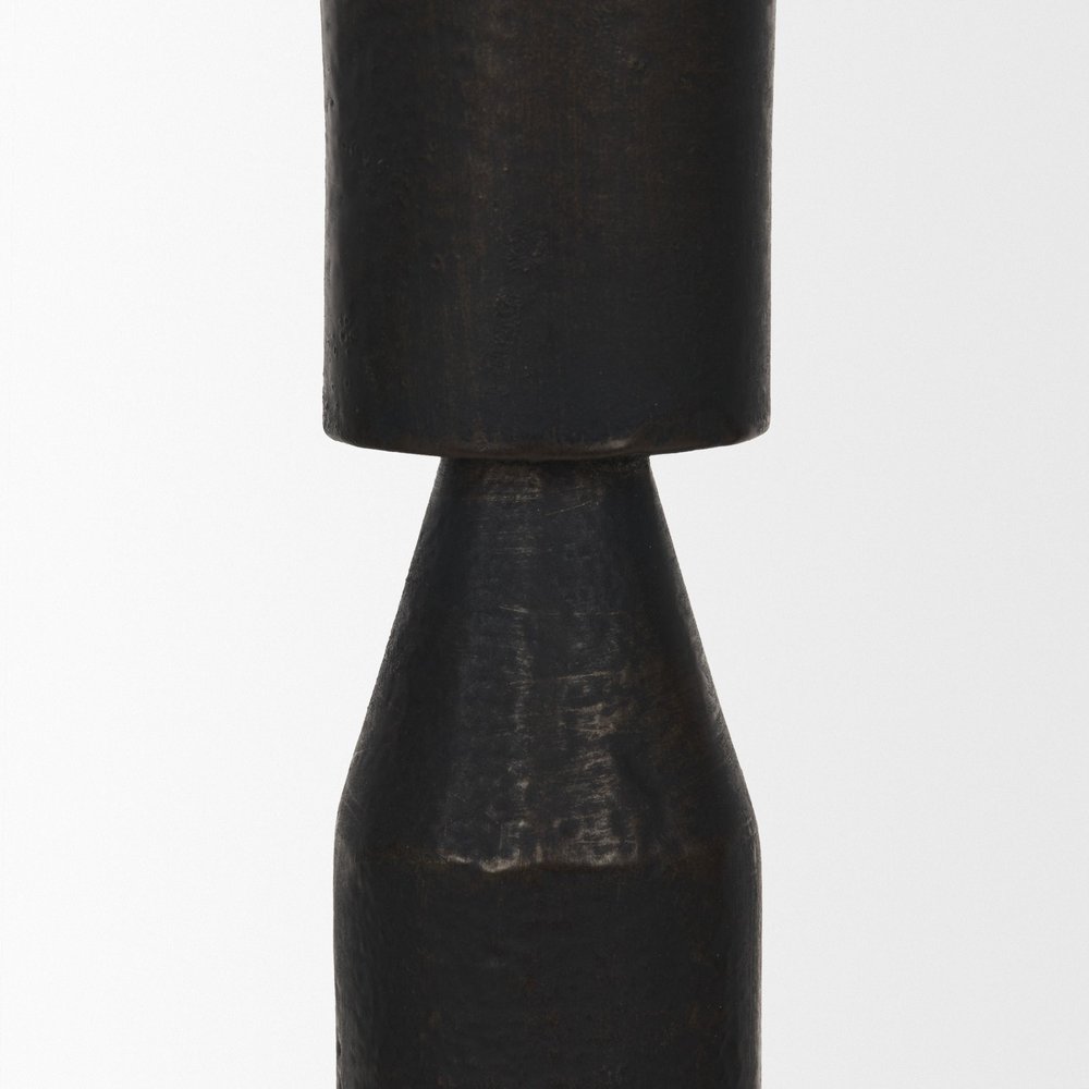 Set of Three Black Metal Tabletop Taper Candlesticks