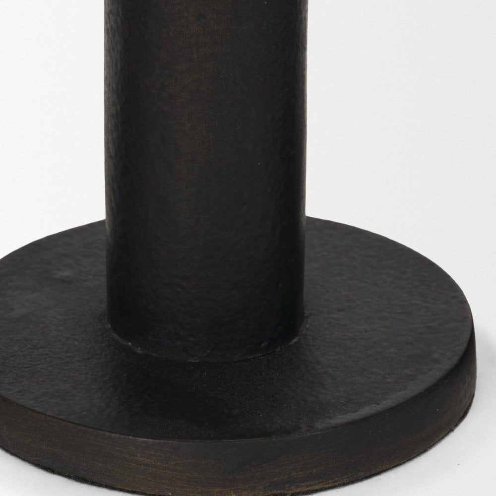 Set of Three Black Metal Tabletop Taper Candlesticks