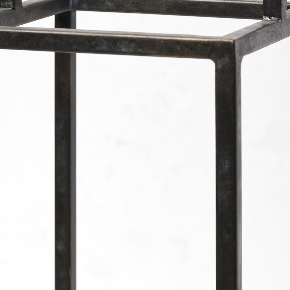 21" Black Metal Tabletop Lantern Candle Holder