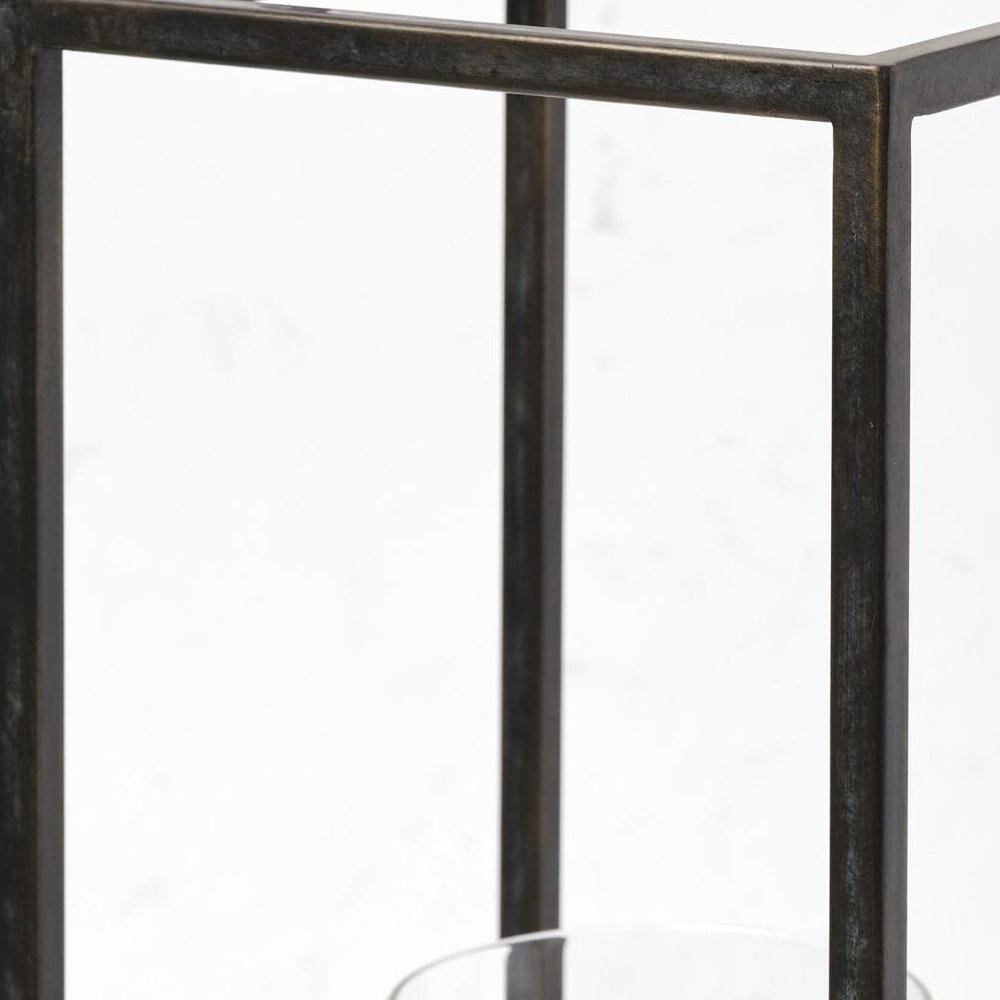 24" Black Metal Tabletop Lantern Candle Holder