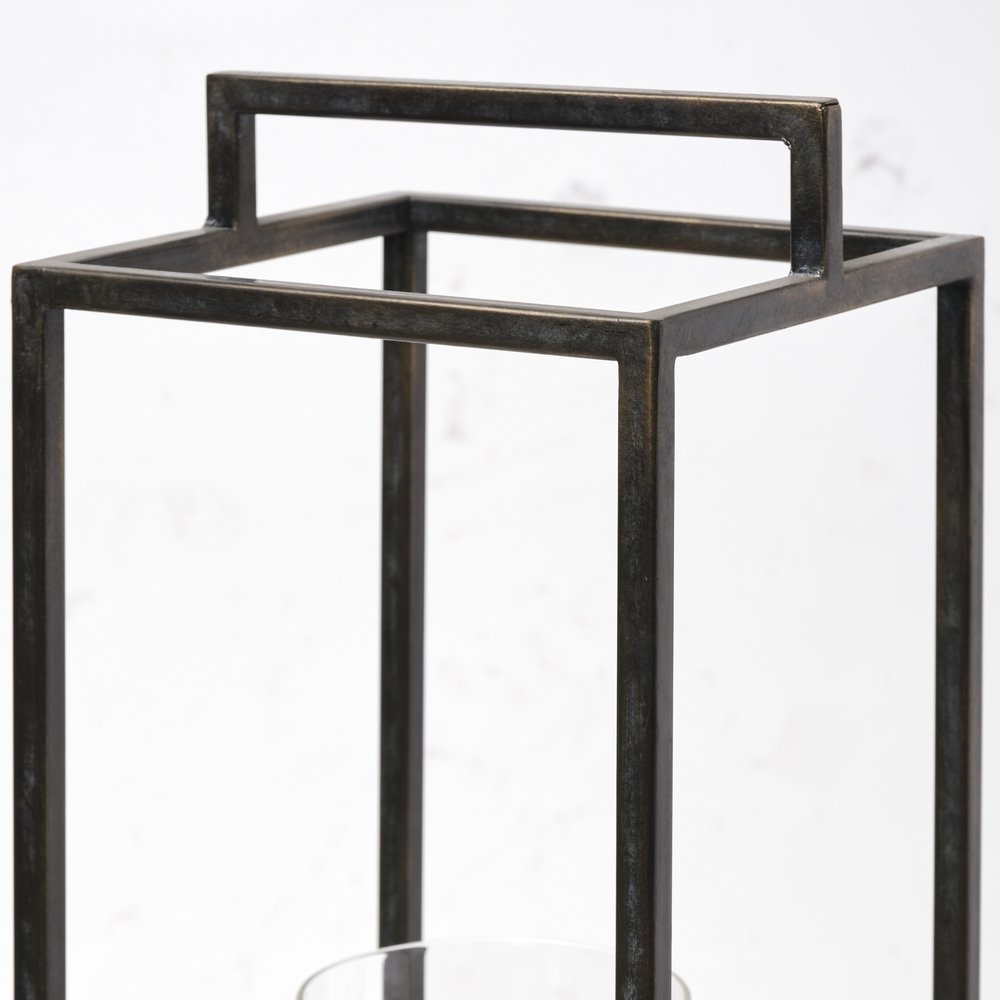 24" Black Metal Tabletop Lantern Candle Holder