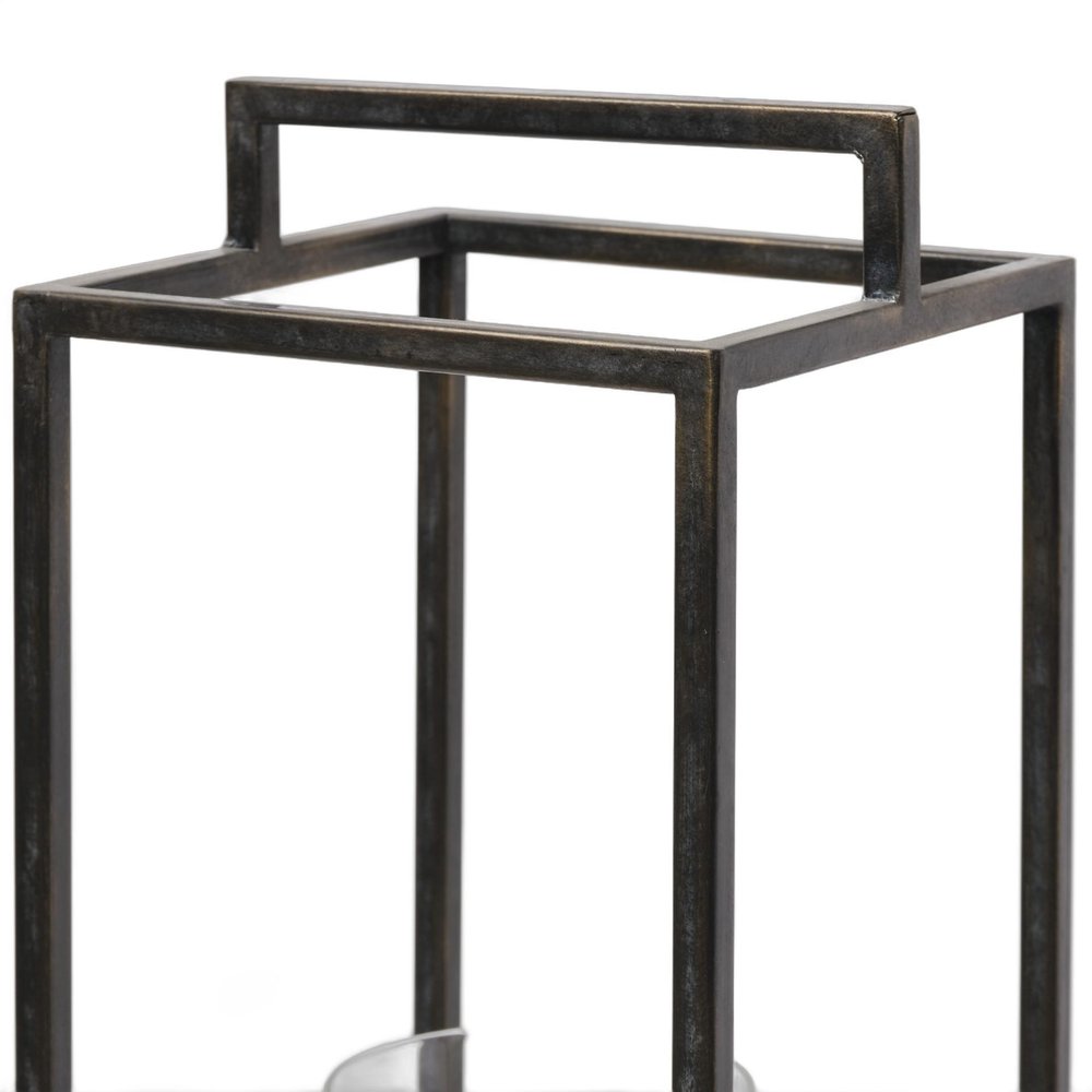 24" Black Metal Tabletop Lantern Candle Holder