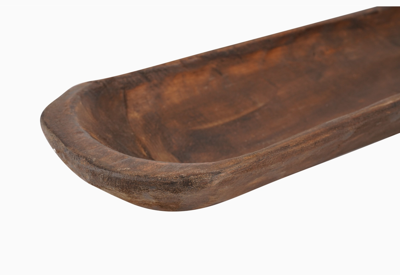 30" Brown Solid Wood Oval Dough Bowl